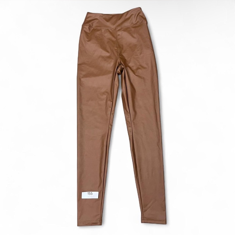 Aerie Real Luxe Faux Leather Legging In Horizon Brown and Small Short